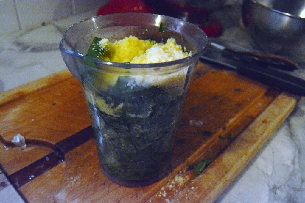 add ingredients for pesto